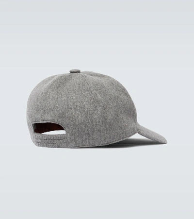 Loro Piana Logo-embroidered Storm System Baby Cashmere Baseball Cap In Grey