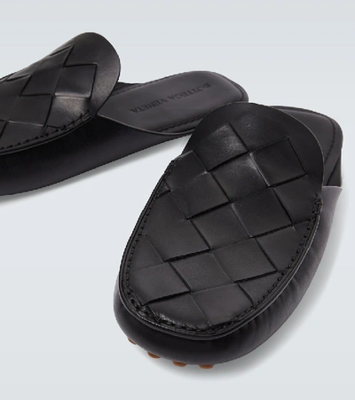 Shop Bottega Veneta Intrecciato Leather Slippers In Black