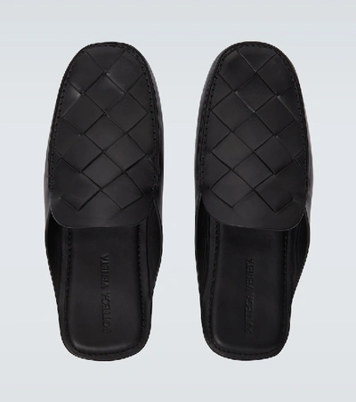 Shop Bottega Veneta Intrecciato Leather Slippers In Black