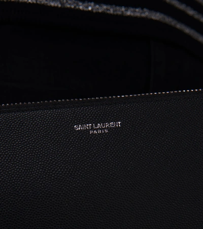 Shop Saint Laurent Rider Leather Ipad Pouch In Black