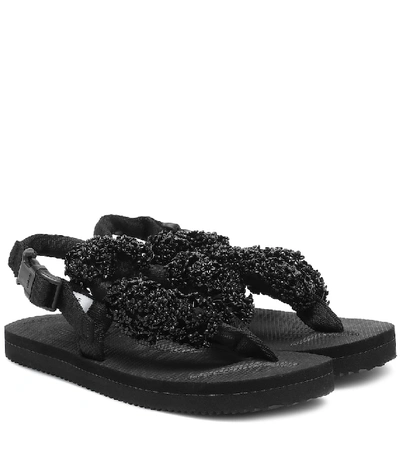 Shop Cecilie Bahnsen X Suicoke Kat Embellished Sandals In Black