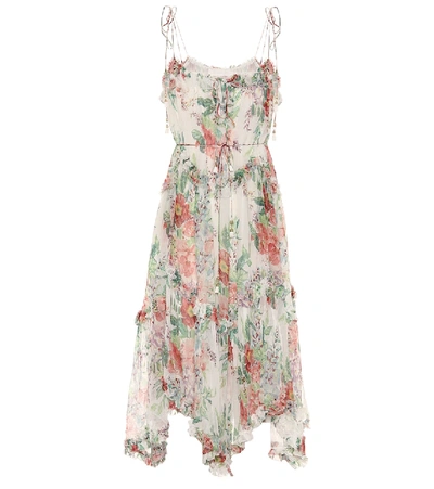 Shop Zimmermann Bellitude Floral Silk-chiffon Midi Dress In Multicoloured