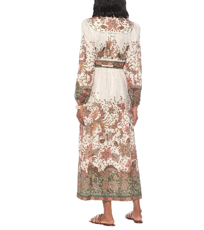 Shop Zimmermann Empire Printed Linen Maxi Dress In Multicoloured