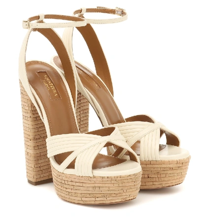 Shop Aquazzura Sundance 140 Cork Platform Sandals In White