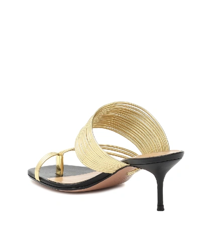 Shop Aquazzura Sunny 60 Leather-trimmed Sandals In Gold