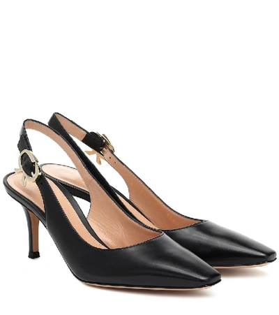 Shop Gianvito Rossi 70 Leather Slingback Pumps In Black