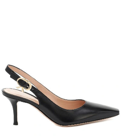 Shop Gianvito Rossi 70 Leather Slingback Pumps In Black