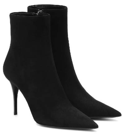 Shop Saint Laurent Lexi 90 Suede Ankle Boots In Black