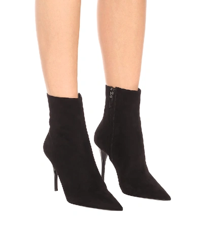 Shop Saint Laurent Lexi 90 Suede Ankle Boots In Black