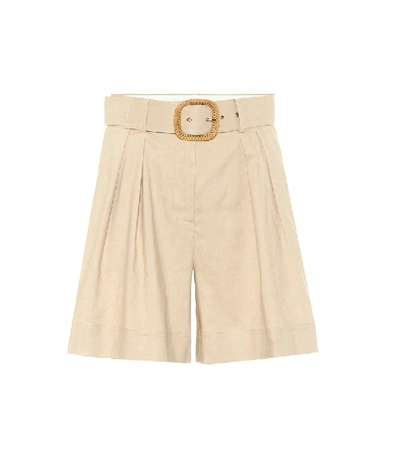 Shop Rebecca Vallance Mojito Linen-blend Bermuda Shorts In Beige