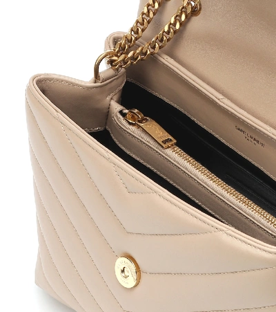 Shop Saint Laurent Loulou Small Leather Shoulder Bag In Beige