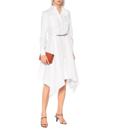 Shop Jw Anderson Asymmetric Cotton Shirt Dress In White