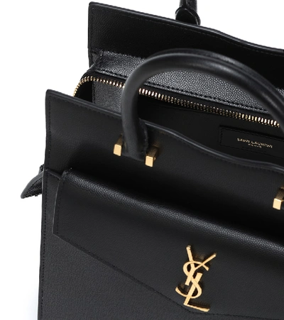 Shop Saint Laurent Uptown Small Leather Tote In Black