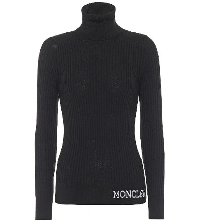 Shop Moncler Wool Turtleneck Sweater In Black