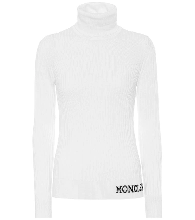 Shop Moncler Wool Turtleneck Sweater In White