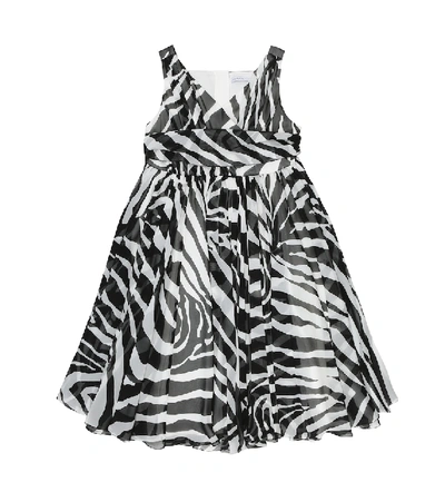 Shop Dolce & Gabbana Zebra-print Silk-georgette Dress In White