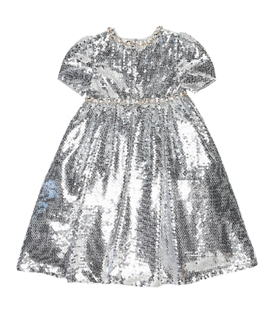 Shop Dolce & Gabbana Crystal-embellished Sequined Dress In Silver
