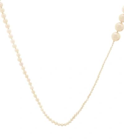 Shop Sophie Bille Brahe Peggy 14kt Gold Necklace With Freshwater Pearls In White