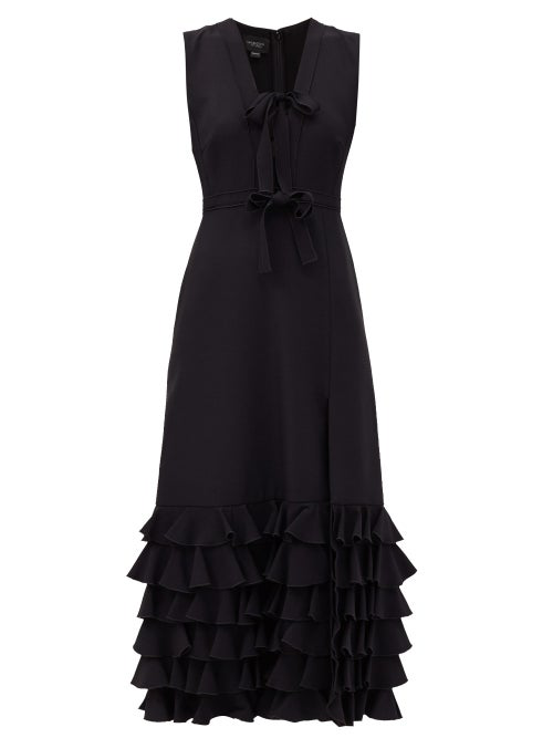 black crepe midi dress