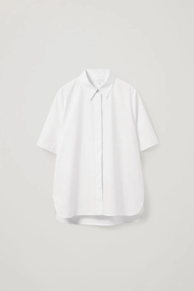Shop Cos Boxy Cotton Shirt In White