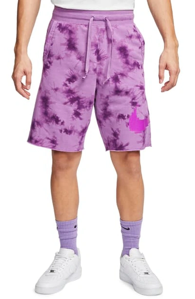 Shop Nike Sportswear Festival Tie Dye Drawstring Shorts In Vivid Purple
