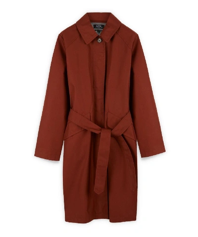 Shop Apc Lucienne Belted Mac Coat In Tan