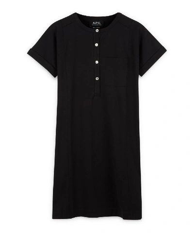 Shop Apc Charlie Short-sleeve Mini-dress In Black