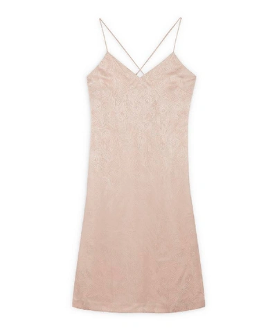 Shop Liberty Hera Silk Jacquard Long Chemise In Pink