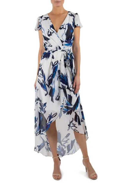 Shop Julia Jordan Flutter Sleeve Faux Wrap Dress In Ivory Multi