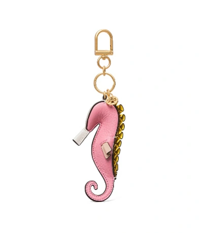 Shop Tory Burch Origami Seahorse Key Ring In Pink City