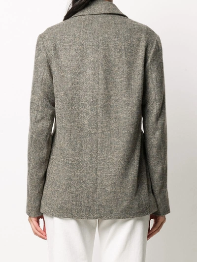 Shop Vince Double-breasted Long-sleeve Blazer In Grey