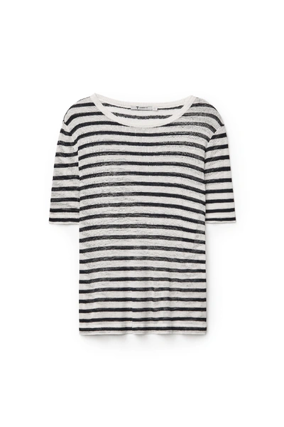Shop Alexander Wang Striped Slub Jersey Classic T-shirt In Ink And Ivory