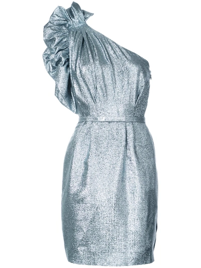 Shop Stellamccartney One-shoulder Belted Dress Silver