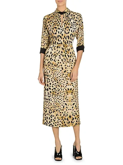 Shop Prada Sable Raso Leopard-print Midi Dress In Vanilla