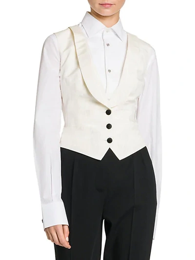Shop Dolce & Gabbana Stretch-silk Button Vest In White