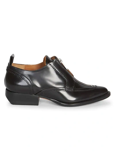 Shop Chloé Rylee Zip-up Leather Oxfords In Black
