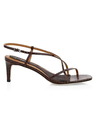 Shop Joie Malou Croc-embossed Leather Slingback Sandals In Cedar