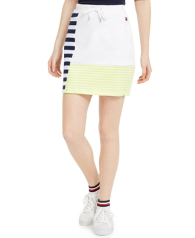 Shop Tommy Hilfiger Sport Stripe Blocking Skirt In Flashlight/deep Blue