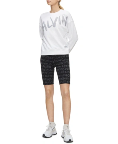 Shop Calvin Klein Performance Brush-logo High-waist Bike Shorts In Black