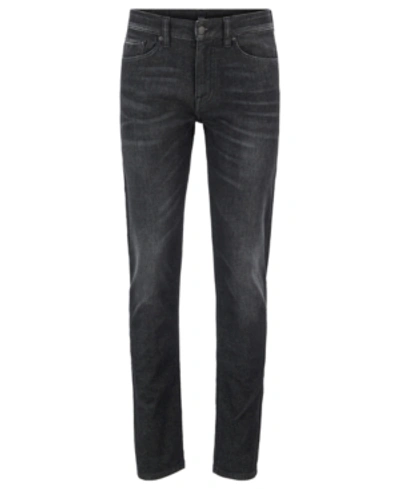 Shop Hugo Boss Boss Men's Delaware Bc-l-p Slim-fit Super-stretch Black Denim Jeans In Charcoal