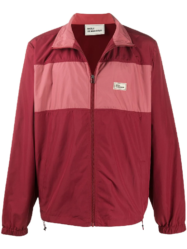 Drôle De Monsieur colour-block zipped jacket - Red