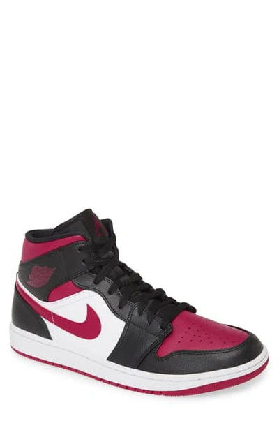 Shop Jordan 1 Mid Sneaker In Black/ Noble Red/ White