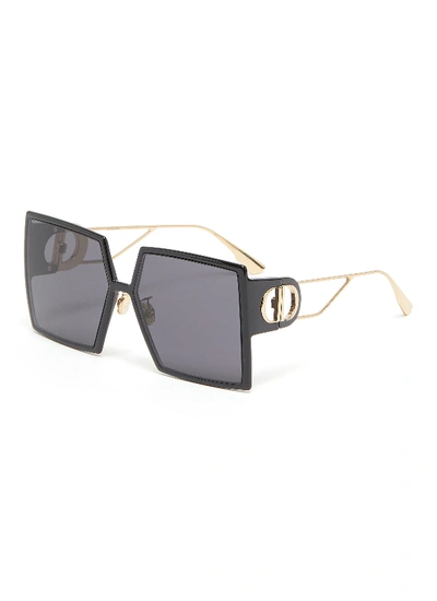 Shop Dior '30montaigne' Square Acetate Frame Sunglasses In Black / Gold