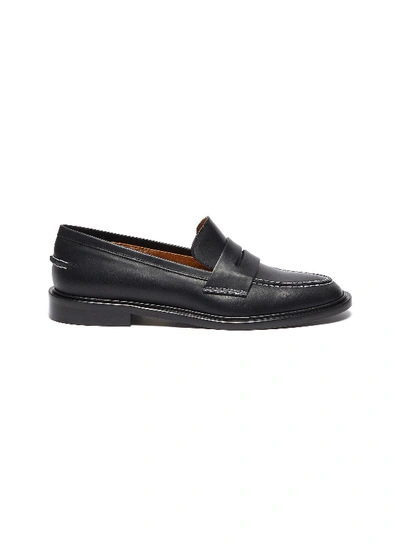 Shop Atp Atelier Monti' Contrast Stitching Leather Loafers In Black