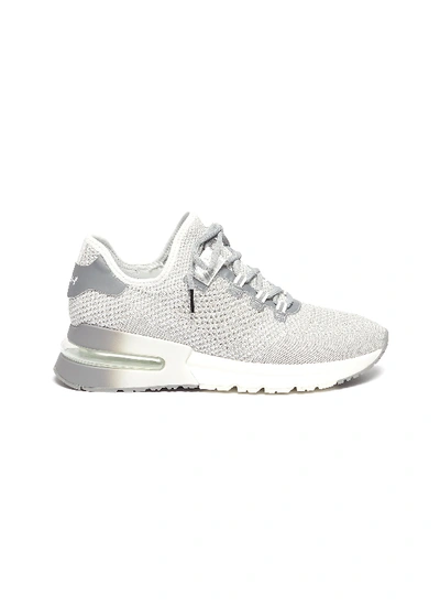 Shop Ash 'krush Lurex' Perforated Glitter Knit Sneaker In Grey