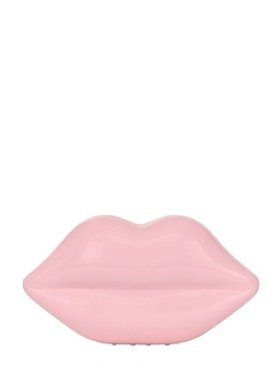 Lulu Guinness Lips Perspex Clutch, Dusty Pink