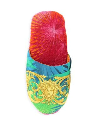 Shop Versace Men's Medusa Leaf Bath Slippers In Red Print