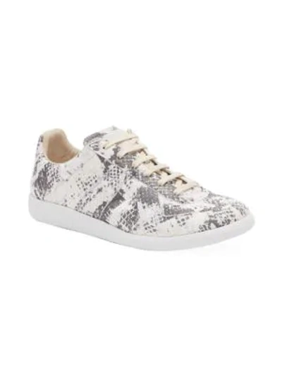 Shop Maison Margiela Python Replica Low-top Leather Sneakers In Grey