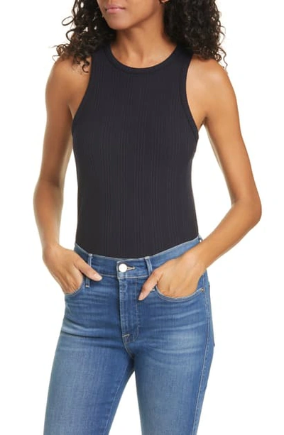 Shop Frame Crop Ribbed Tank Top In Navy