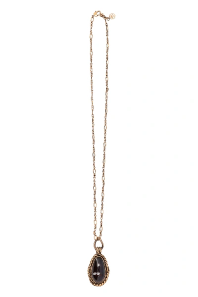 Shop Alexander Mcqueen Chain Necklace With Decorative Stone In Gold